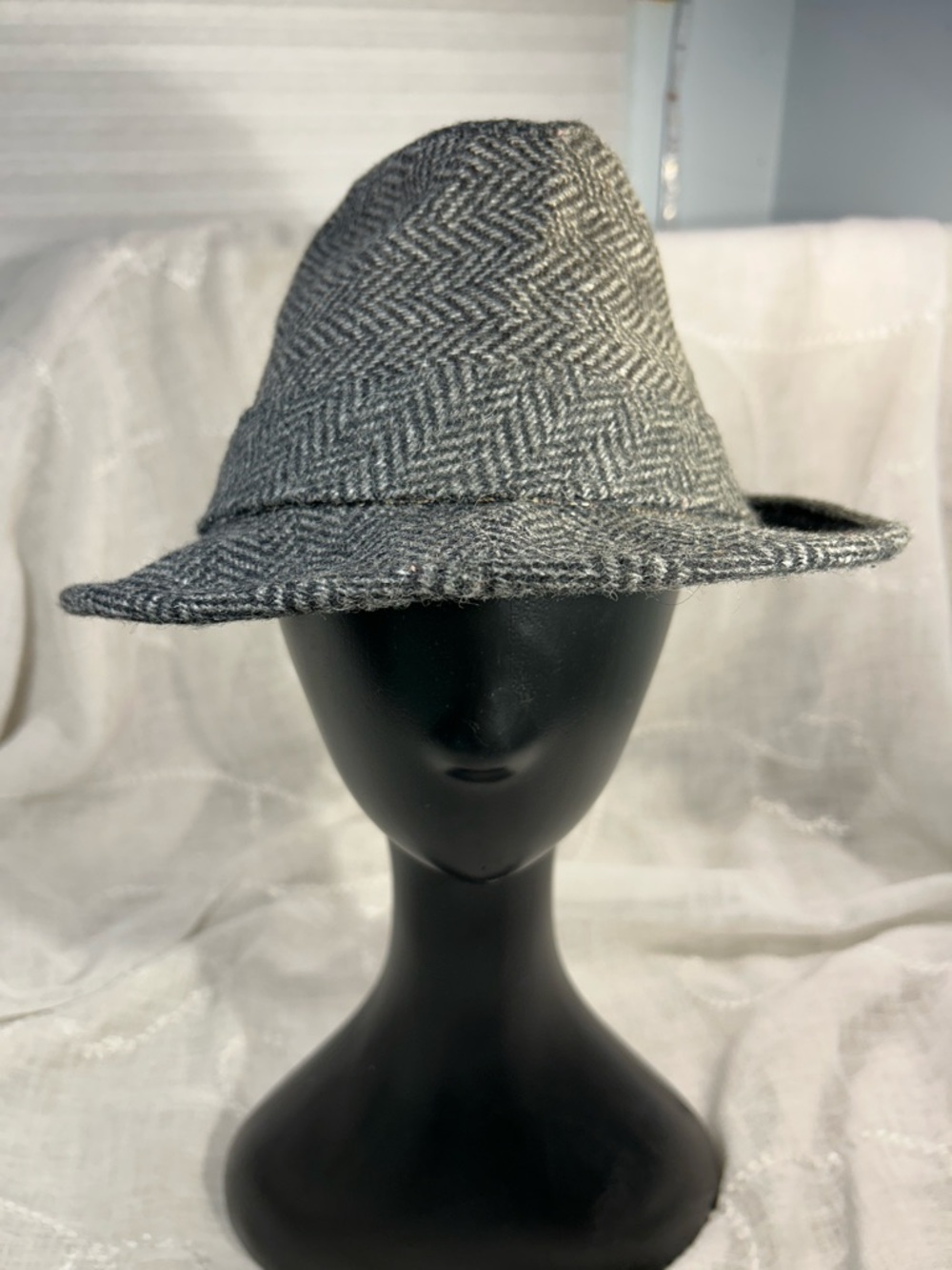 Dobbs fifth avenue vintage tweed fedora hat size 7 1/8 made